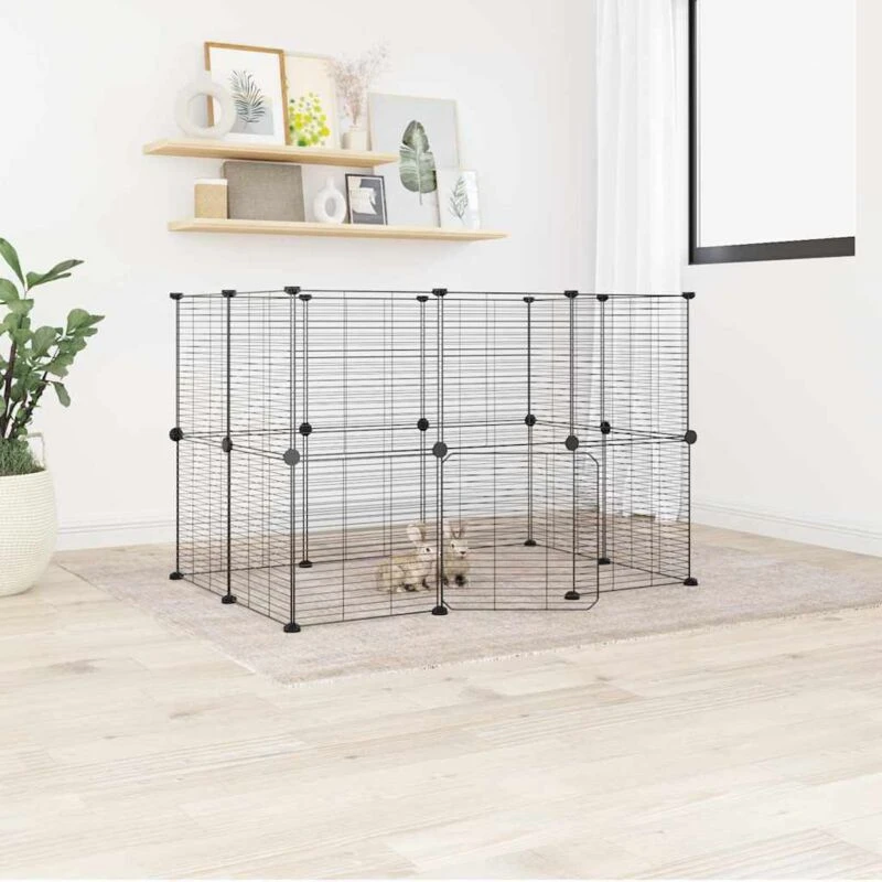 Image of VIDAXL 20-Panel Pet Cage with Door Black 35x35cm Steel Vidaxl 8720287190769