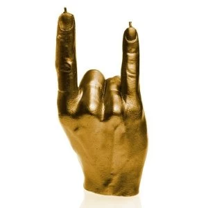 Image of Gold Devil Horns Hand RCK Rock Gesture Candle