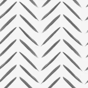 Image of Holden Chevron Brush Marks Black & White Wallpaper