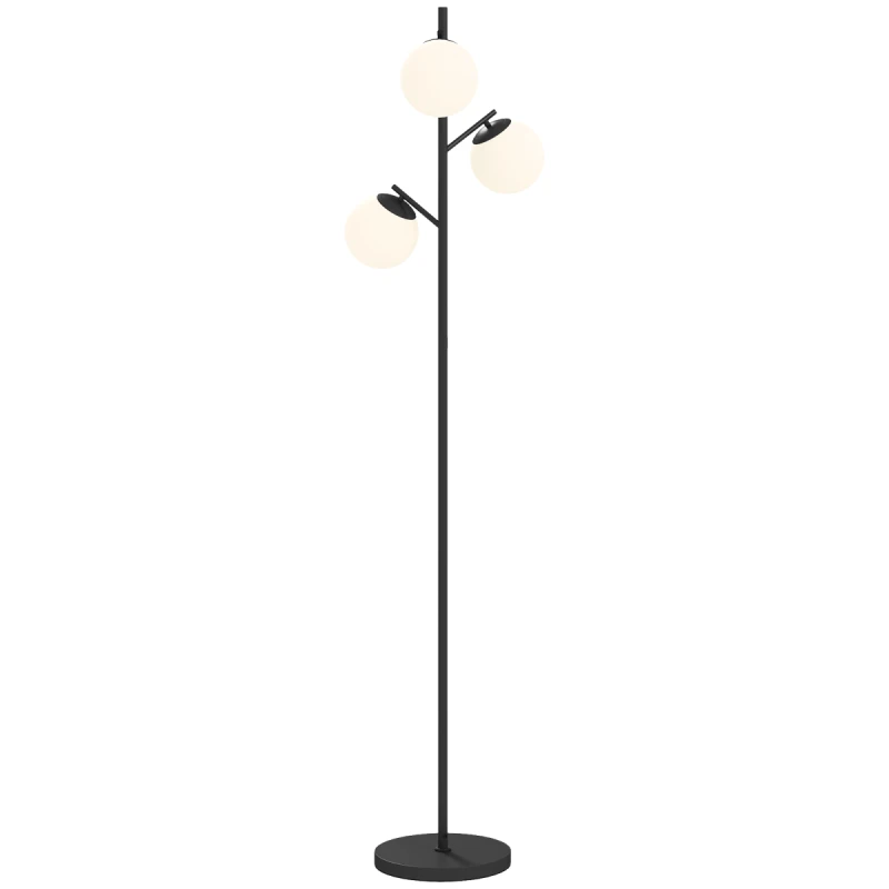 Image of HOMCOM HOMCOM Modern Tree Floor Lamp with 3 Light, for Living Room Bedroom, Black One Size Unisex 5063603059214