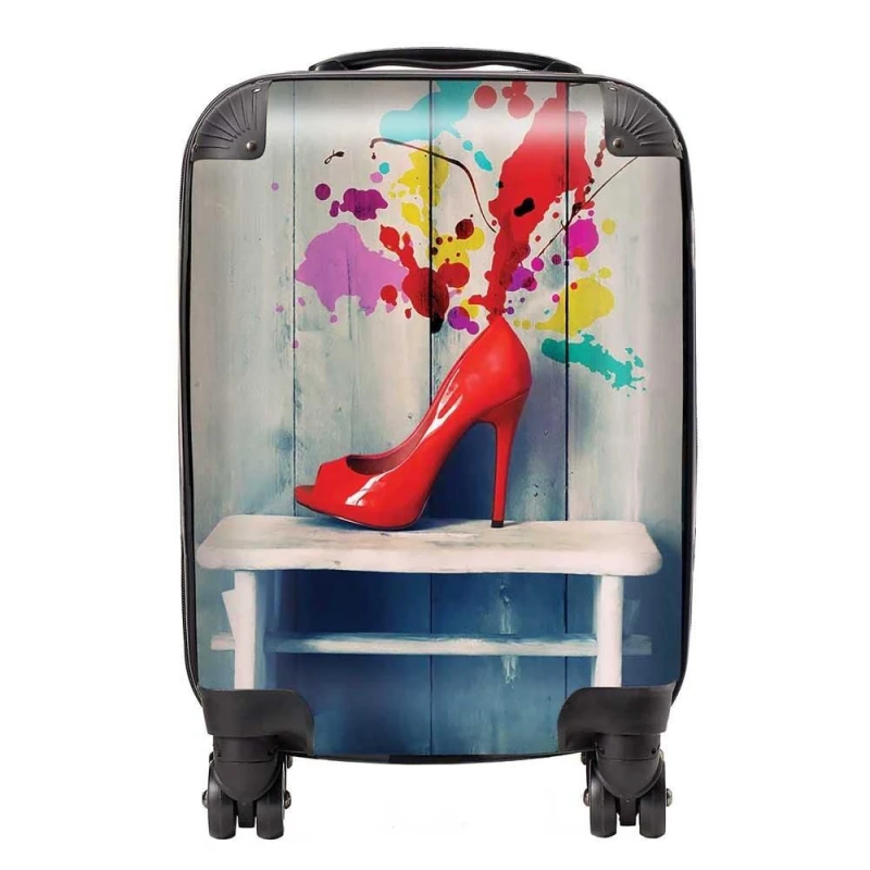 Image of Warren Reed - Designer Retro Red Shoes Suitcase Size: Small Red Unisex Small