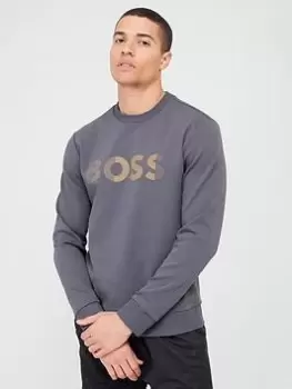 Image of BOSS Salbo 1 Sweatshirt - Grey, Dark Grey, Size L, Men