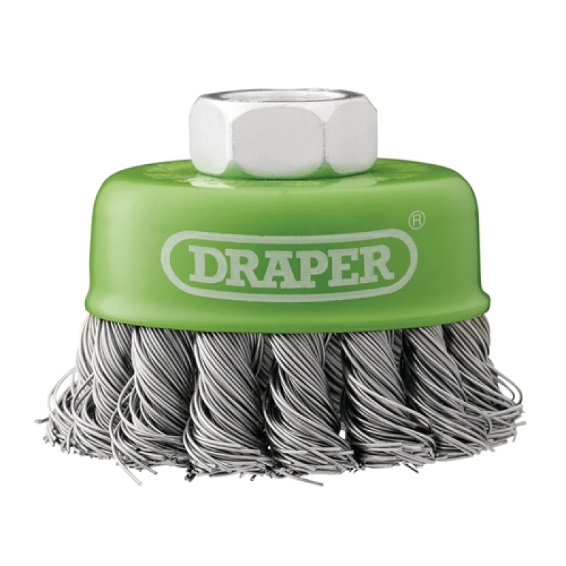 Image of Draper Stainless-Steel Twist-Knot Wire Cup Brush, 65mm, M14 8053