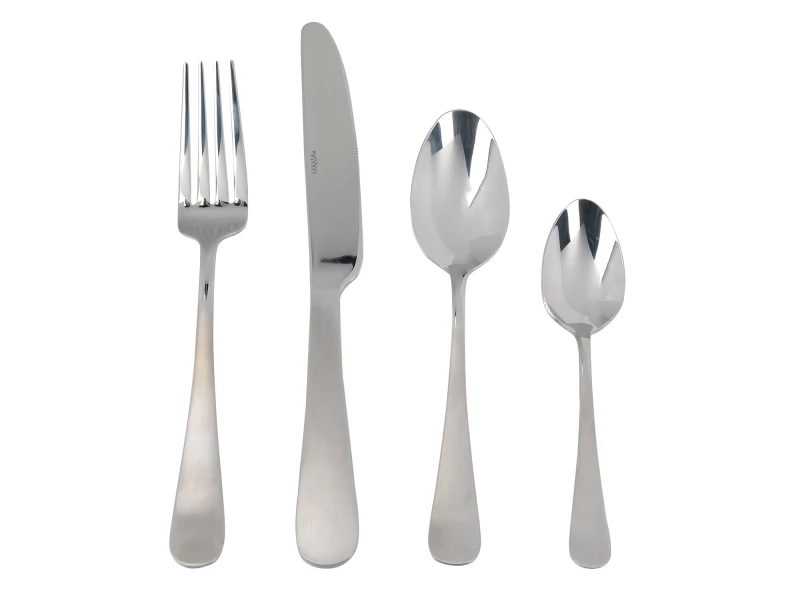 Image of Mikasa Ciara Satin Symmetry Stainless Steel Silver Gift Boxed 16 Piece Cutlery Set Metallic Silver