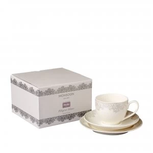 Image of Denby Monsoon Filigree Silver Afternoon Tea Set
