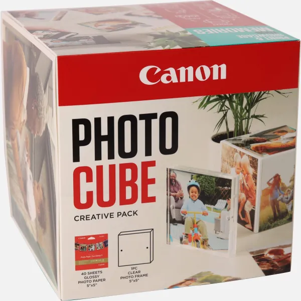 Image of Canon Photo Cube and Frame + PP-201 5x5Photo Paper Plus Glossy II (40 sheets) - Creative Pack, Blue