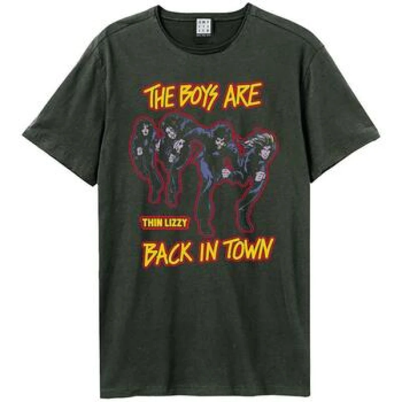 Image of Amplified Amplified Men The Are Back Cartoon Thin Lizzy T-Shirt in Charcoal Size: X-Small Charcoal XS Male 5063750911946