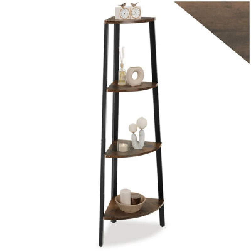 Image of Tectake Corner Shelf Newbridge - 4 Levels - Industrial Wood Dark, Rustic