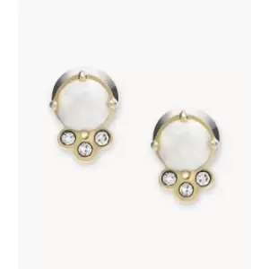 Image of Fossil Womens Val Celestial White Opal Stud Earring - Gold
