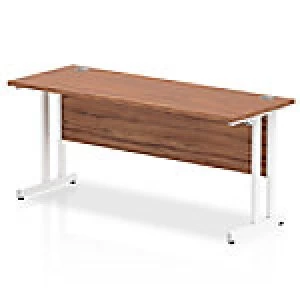 Image of Impulse 1600/600 Rectangle White Cantilever Leg Desk Walnut