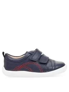 Image of Start-rite Tree House Leather Easy Double Riptape First Trainers - Navy Blue, Navy, Size 7 Younger