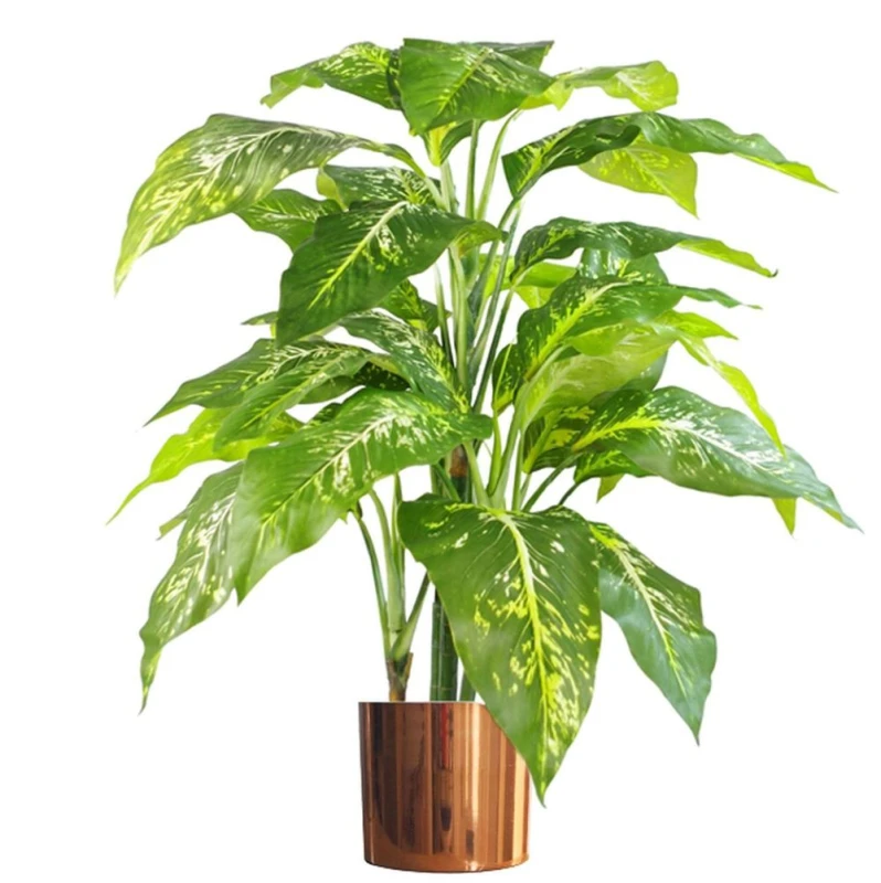 Image of Leaf Large Artificial Plant Tree Copper Planter 100cm Natural Aglaonema Spotted Botanik Green