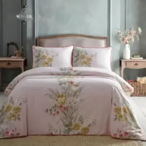 Image of Trudy Floral 100% Cotton 200 Thread Count Duvet Cover Set, Blush Pink, Super King - Appletree Heritage