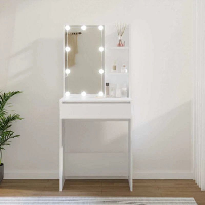 Image of vidaXL Dressing Table with LED White 60x40x140 cm, White 808828