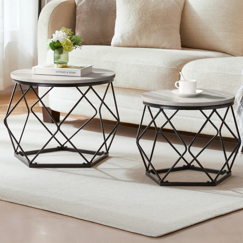 Image of Lassic Vida Designs Brooklyn Nest of 2 Geometric Tables Grey unisex Set of 2