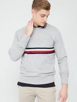 Image of Tommy Hilfiger Embossed Sweatshirt - Medium Grey Heather