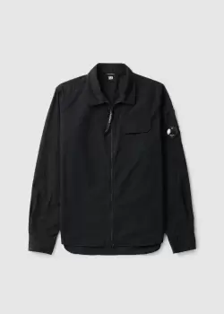 Image of C.P. Company Mens Gabardine Zipped Shirt In Black