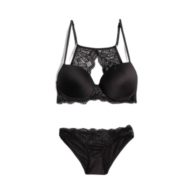 Image of Admas Womens push-up bra and wavy knickers set Admas Noir Female 85B