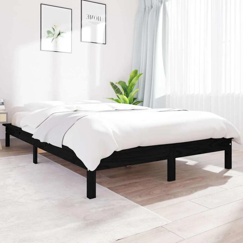 Image of VIDAXL 820540 Bed Frame without Mattress Black 120x200cm Solid Wood Vidaxl 8720287134282