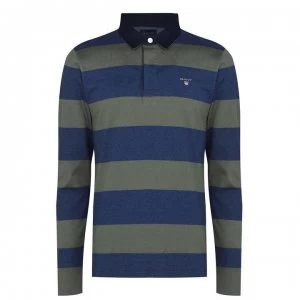 Image of Gant Bar Stripe Rugger Polo Shirt - Olive 358