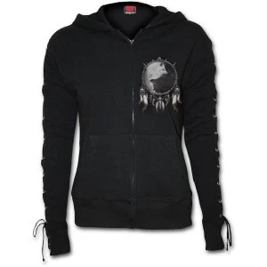 Image of Wolf Chi Laceup Full Zip Glitter Womens XX-Large Hoodie - Black