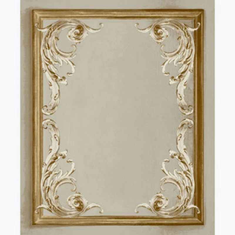 Image of Paul Moneypenny Neutral Beige Rococo Plaster Panel Wallpaper For Grandeco