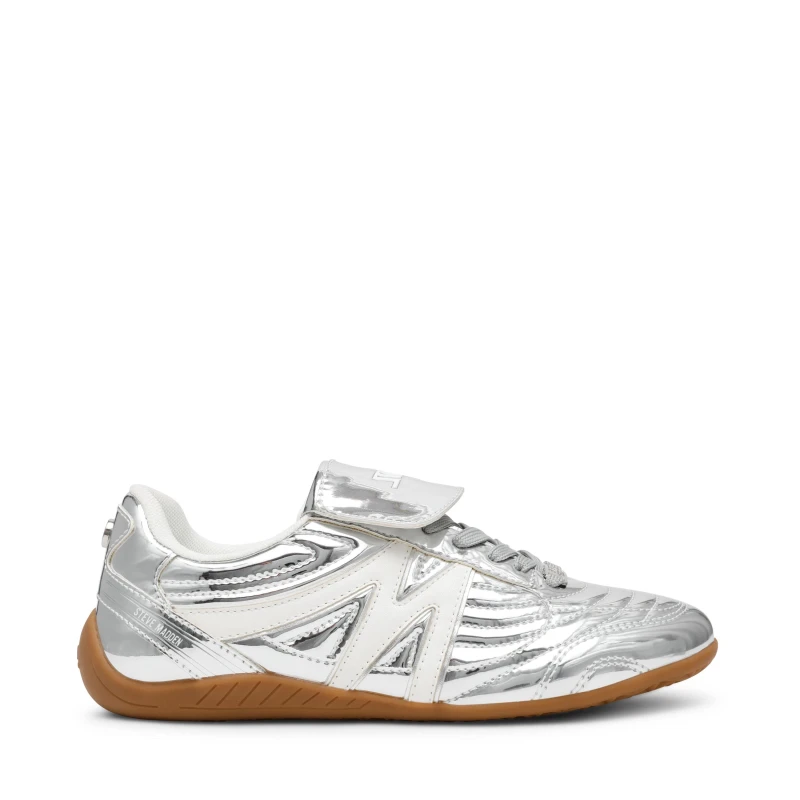 Image of Steve Madden Womens Freekick Runners Silver female 5 (38)
