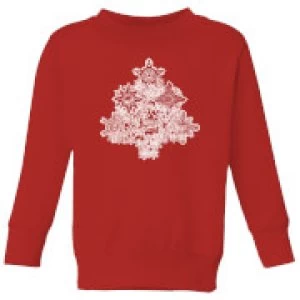 Image of Marvel Shields Snowflakes Kids Christmas Sweatshirt - Red - 5-6 Years
