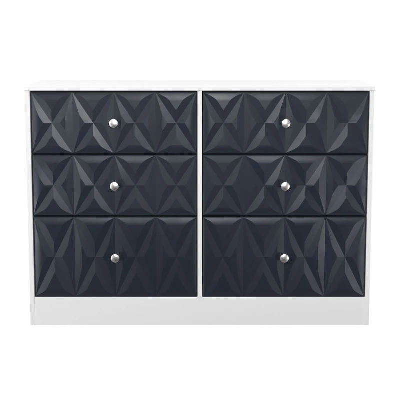 Image of San Jose Ready Assembled Matt Indigo & White 6 Drawer Chest (H)792mm (W)1117mm (D)395mm