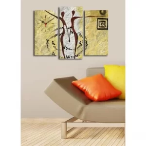 Image of 3PATCS-24 Multicolor Decorative Canvas Wall Clock (3 Pieces)