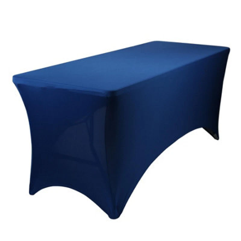 Image of Harbour Housewares Rectangular Spandex Fitted Tablecloth - 6ft (180Cm) - Blue - 1X Elasticated Stretchy Table Cloth Cover