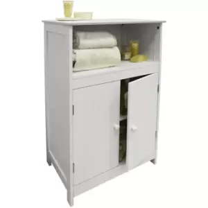 Image of Waltham - Shaker Tongue and Groove Bathroom 2 Door Storage Cabinet - White - White