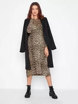 Image of Long Tall Sally Animal Ls Print Tea Dress, Brown, Size 12, Women