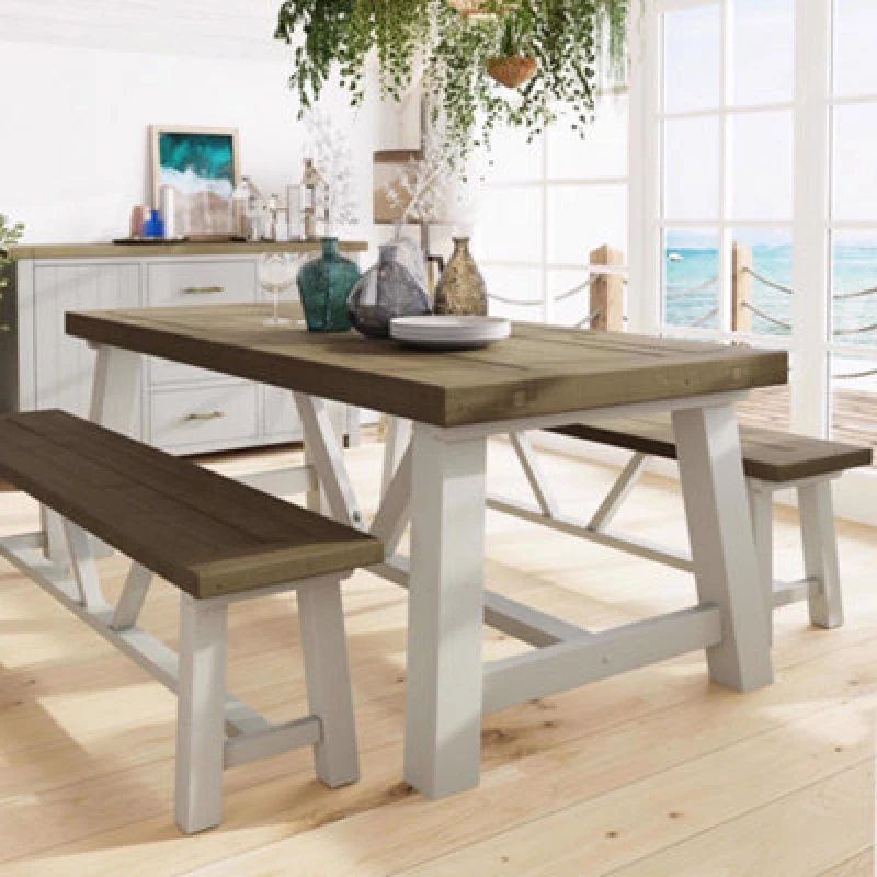 Image of FWStyle 2M Handmade Solid Reclaimed Truffle Pine Large Dining Table Brown