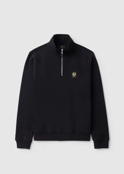 Image of Belstaff Mens Quarter Zip Sweatshirt In Black