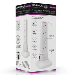 Image of Daewoo 10 Way 2m Surge Protected USB Tower