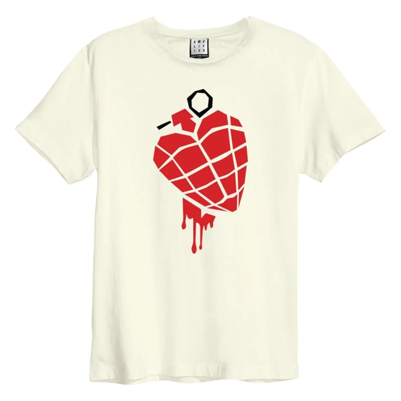 Image of Amplified Amplified Men American Idiot Heart Grenade Green Day T-Shirt in White Size: X-Small White XS Male 5063238009479