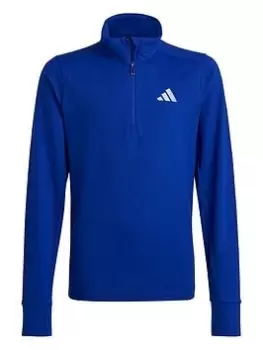 Image of Boys, adidas Unisex Junior Run Icons Reflective 1/2 Zip Top - Blue Size 15-16 Years