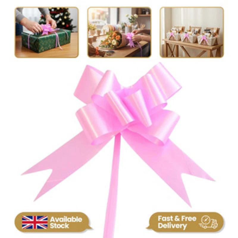 Image of Shatchi Large 50mm/5cm Ribbon Pull Bows for All Occation Decoration , Light Pink, 30PK Pink unisex