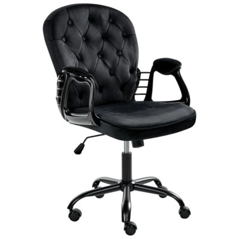 Image of Beliani Desk Chair Princess Velvet Black