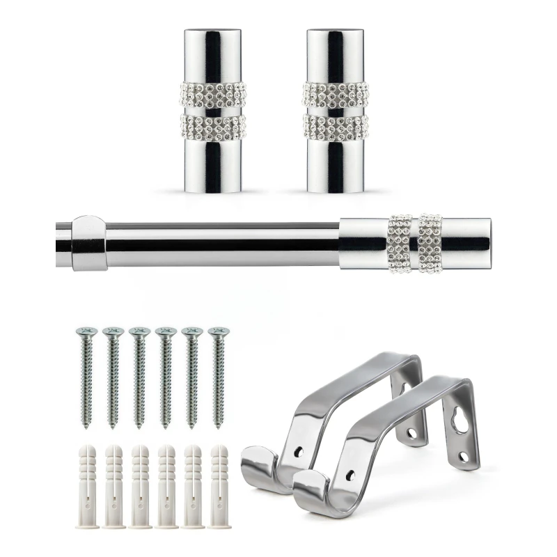 Image of Emma Barclay Curtain Pole Extendable Diamante Chrome unisex 120-210cm