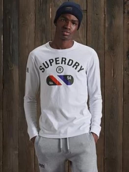 Image of Superdry Vintage Sport Long Sleeve T Shirt, White, Size S, Men