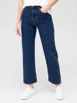 Image of Levis Ribcage Straight Ankle Jean - Mid Wash Blue Size 30, Inside Leg 29, Women