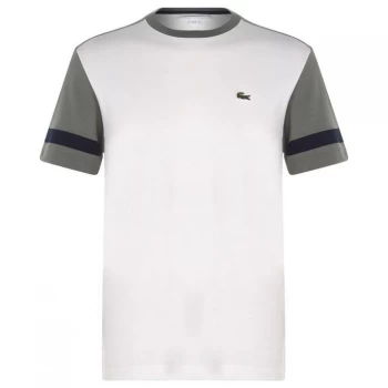 Image of Lacoste Colour Block Sleeve T Shirt - Flour/Sarge 22H