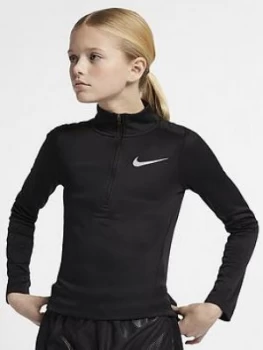 Image of Nike Girls Long Sleeve Running Top - Black, Size S, 8-10 Years, Women