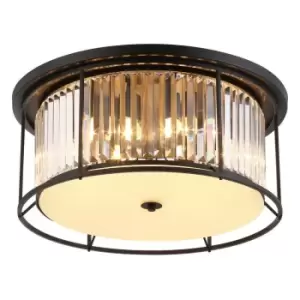 Image of Luminosa Guilford Ceiling Lamp, 6 Light E27, Satin Black, Clear