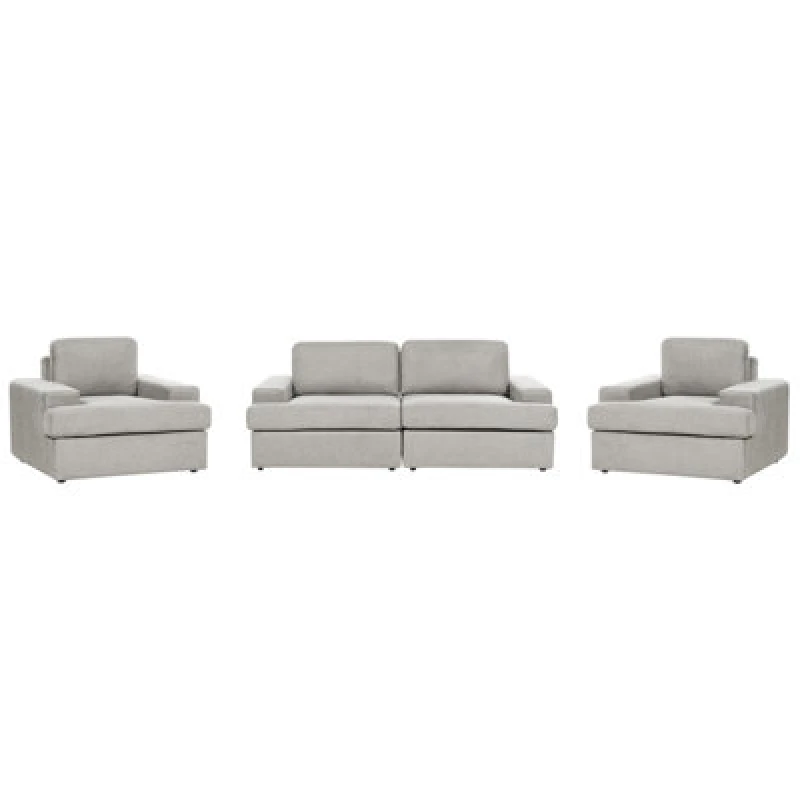 Image of Beliani Living Room Set 5 Seater Alla Fabric Light Grey