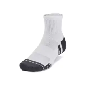 Image of Under Armour Performance Tech 3pk Qtr Socks White - M