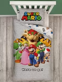 Image of Mario Super Mario Single Duvet - Panel, Multi