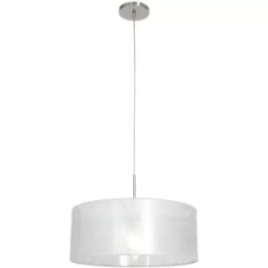 Image of Sienna Sparkled Light Cylindrical Pendant Ceiling Light Steel Brushed, Sizoflor Fabric